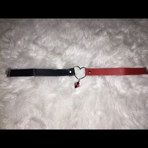 Black and red heart choker
